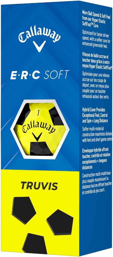 ERC Soft Truvis Yellow Golf Balls 12-Pack: Max Distance, Soft Feel, Control