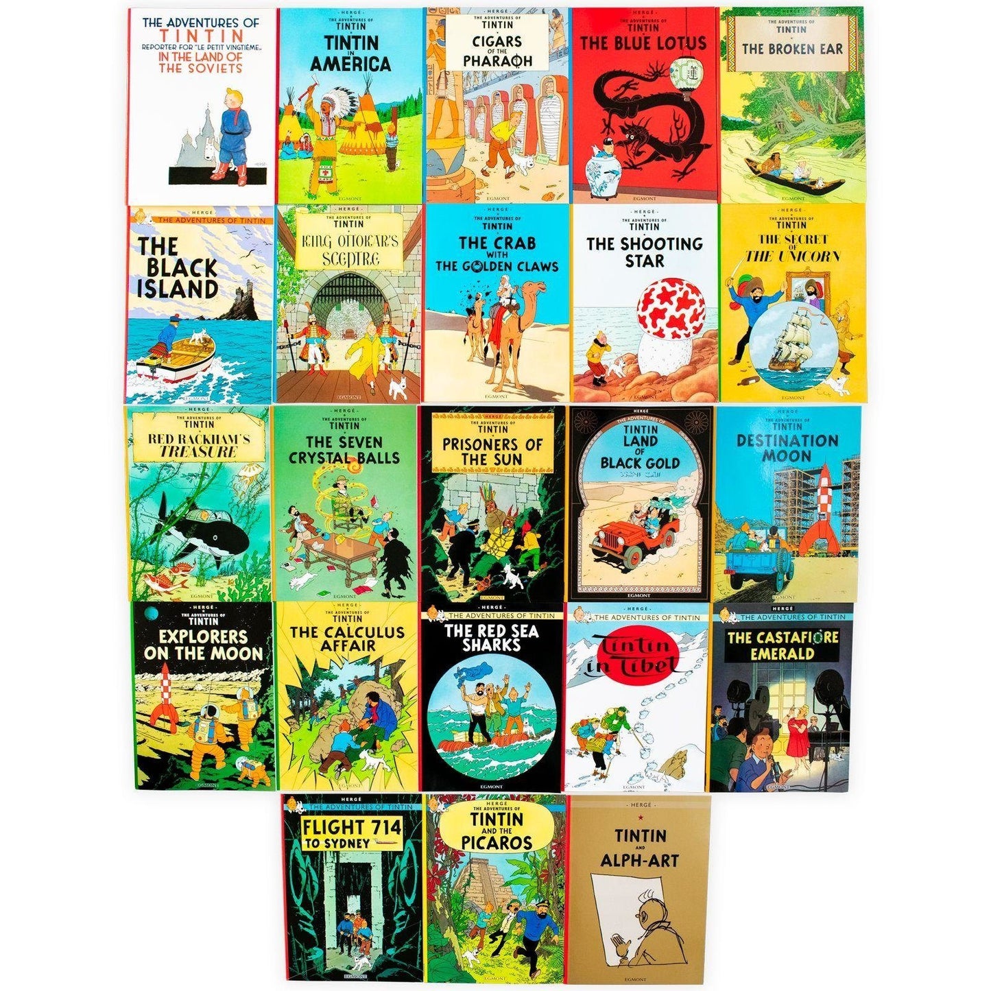 The Adventures of Tintin by Hergé: 90th Anniversary 23 Books Box Set - Ages 7+ - Paperback