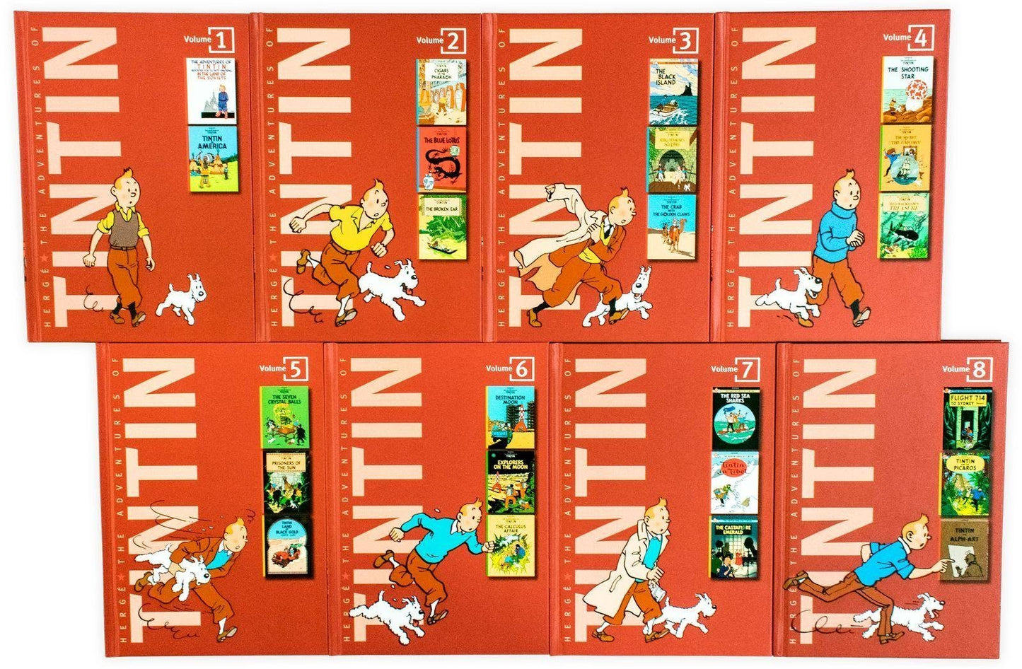 The Adventures of Tintin by Hergé: Compact Edition 8 Books Box Set - Ages 7+ - Hardback