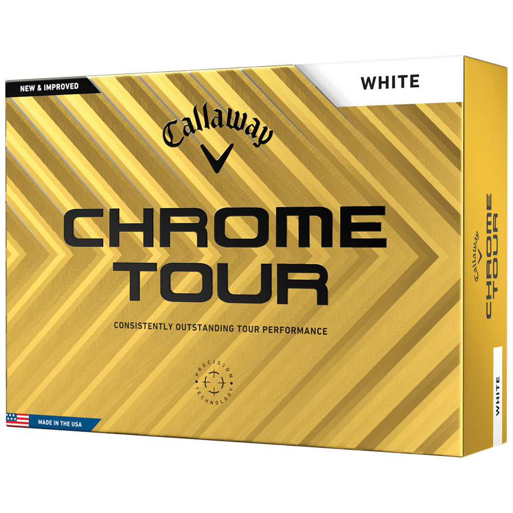 Chrome Tour Golf Balls: Superior Distance, Soft Feel, 12-Pack White