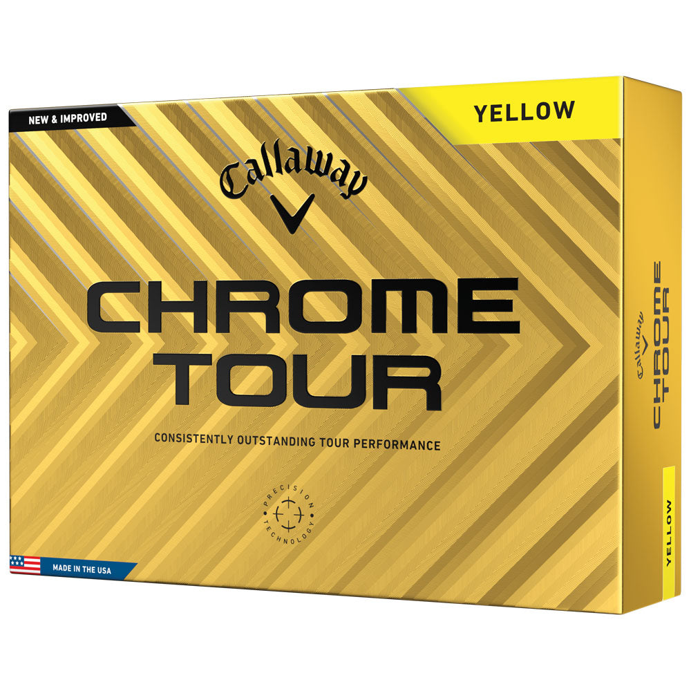 Chrome Tour Yellow Golf Balls: Hyper Fast Core, Seamless Aero, Distance, Feel