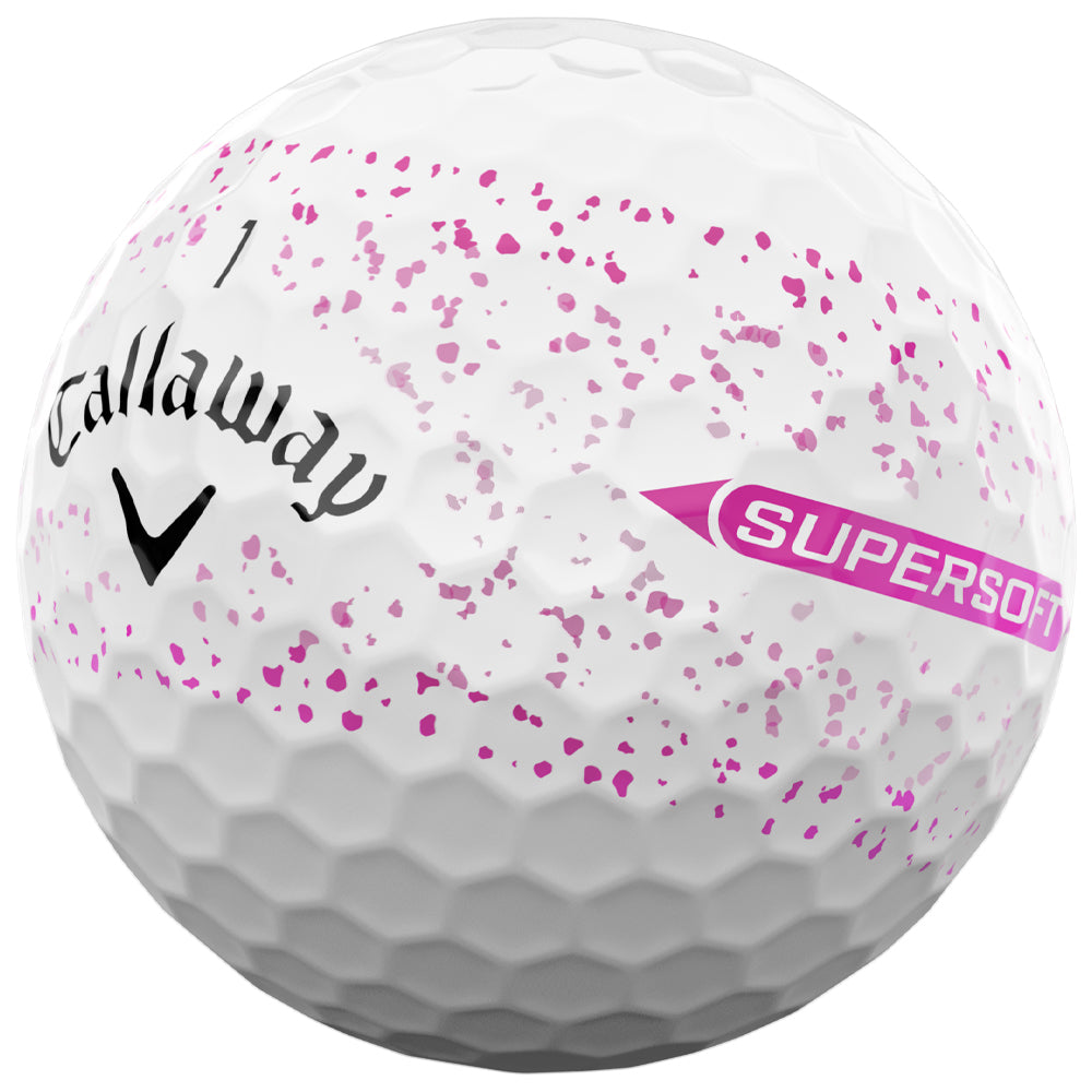 Supersoft Pink Splatter Golf Balls - 12 Pack - Soft Feel, Long Distance