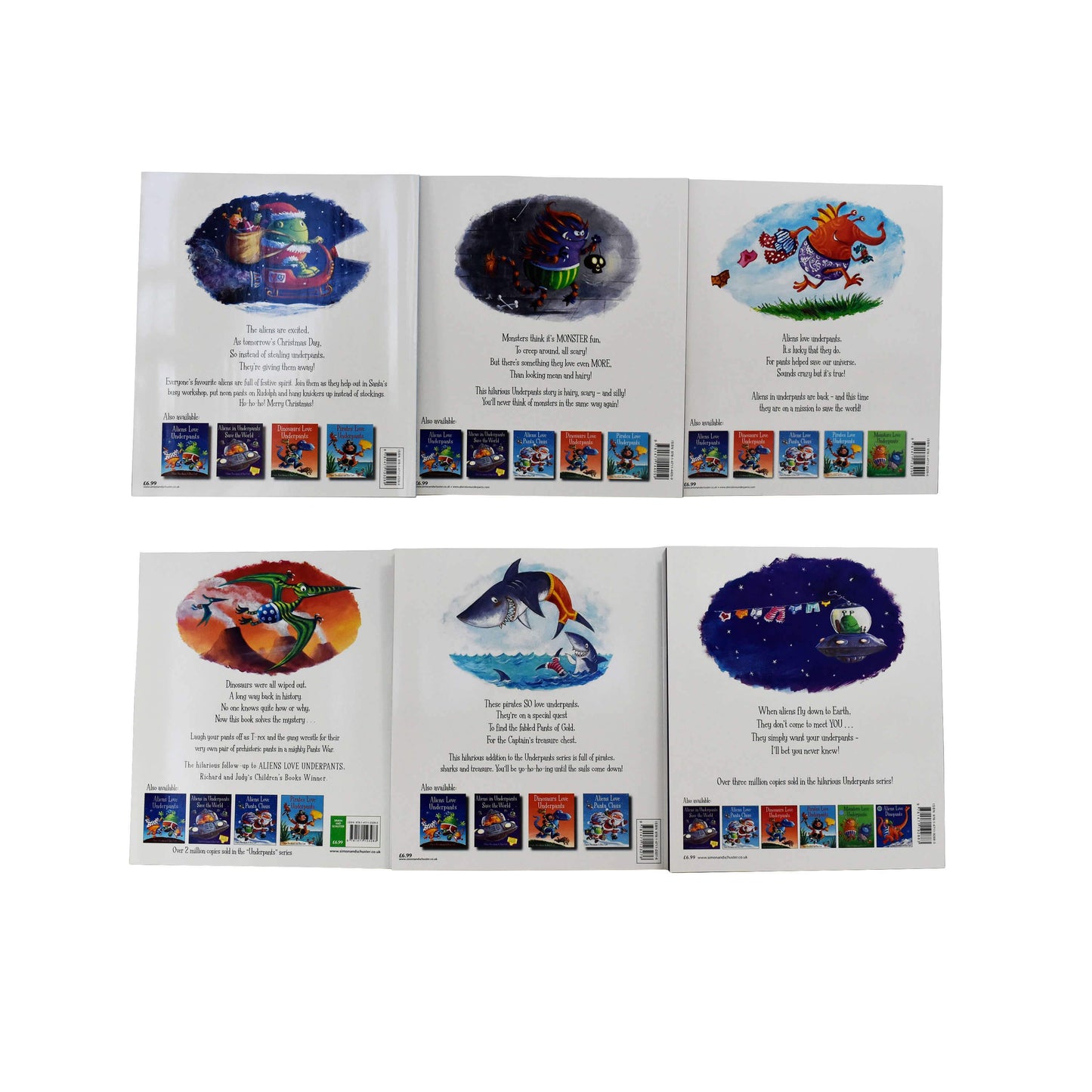 Aliens Love Underpants 6 Book Set Collection By Claire Freedman & Ben Cort - Paperback - Age 5-7