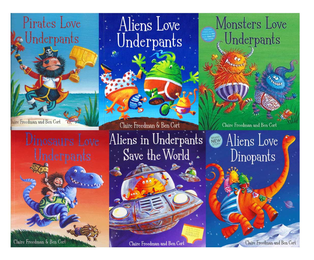 Aliens Love Underpants 6 Book Set Collection By Claire Freedman & Ben Cort - Paperback - Age 5-7