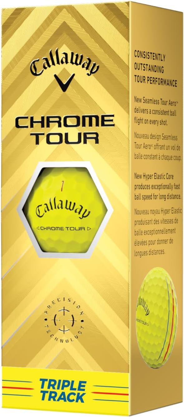 Chrome Tour Golf Balls: Hyper Fast Core, Triple Track Alignment, Tour Performanc