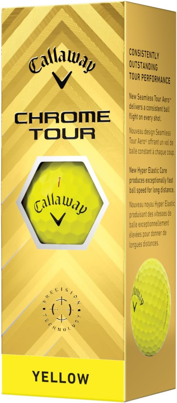 Chrome Tour Golf Balls: Hyper Fast Core, Triple Track Alignment, Tour Performanc