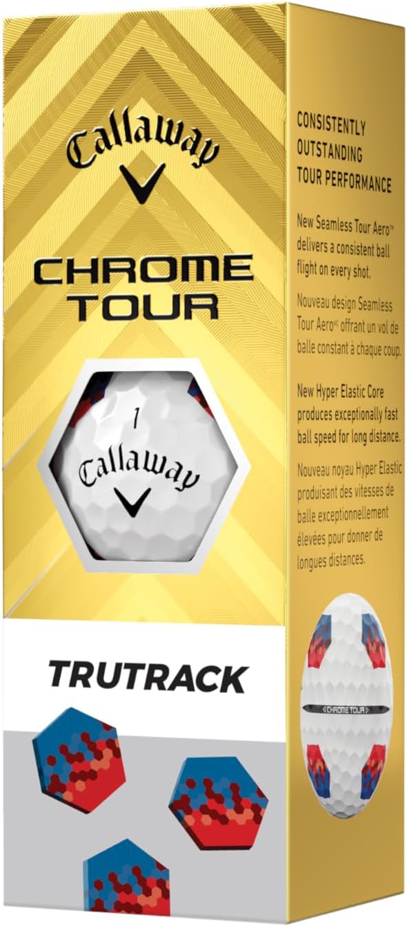 Chrome Tour Golf Balls: Hyper Fast Core, Triple Track Alignment, Tour Performanc