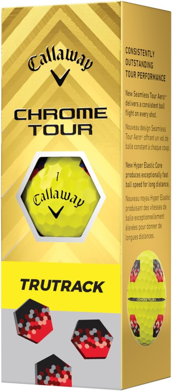 Chrome Tour Golf Balls: Hyper Fast Core, Triple Track Alignment, Tour Performanc