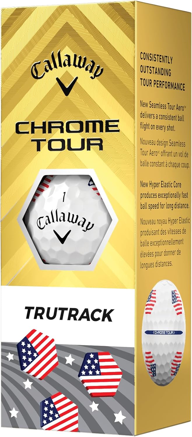 Chrome Tour Golf Balls: Hyper Fast Core, Triple Track Alignment, Tour Performanc