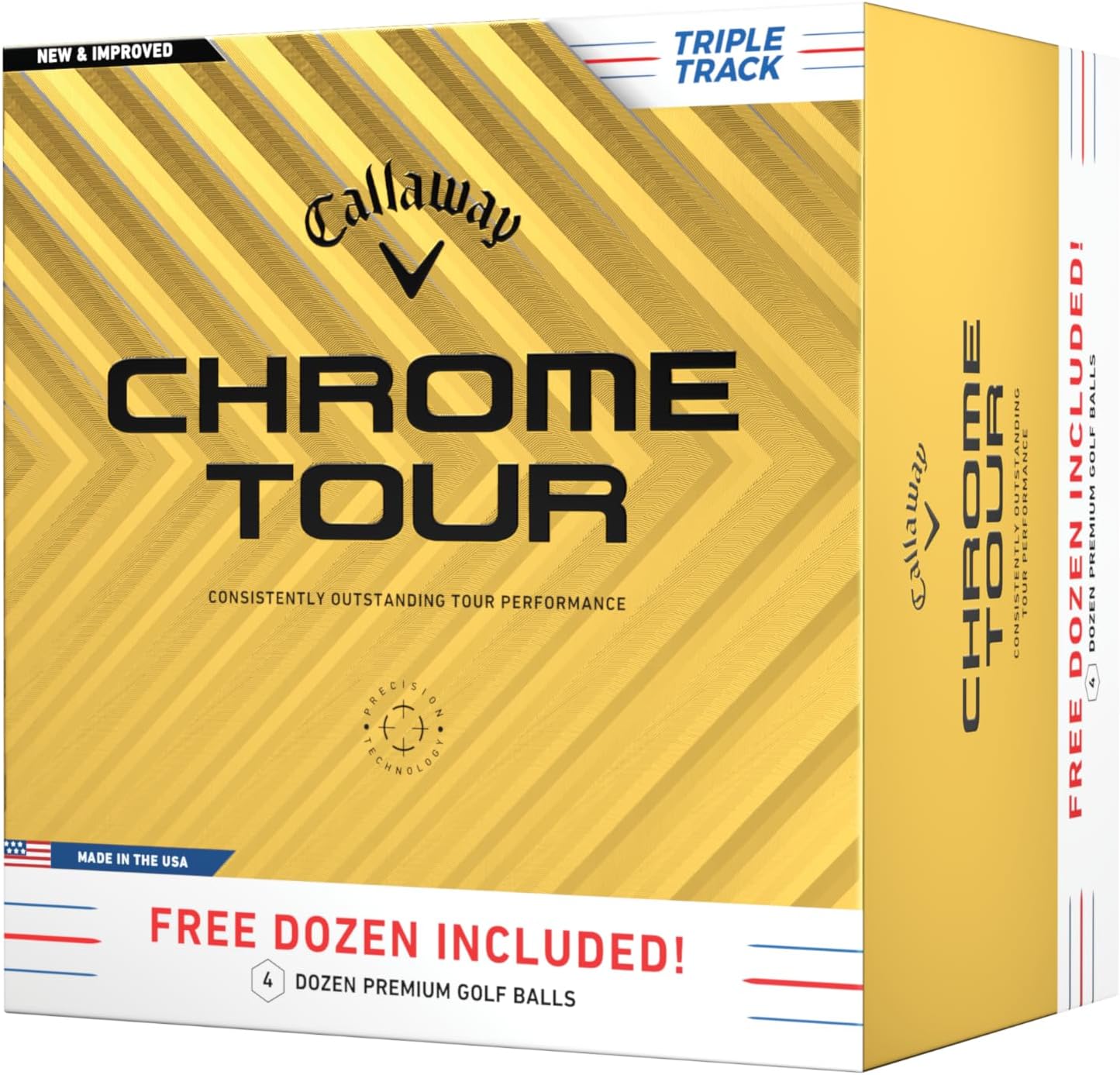 Chrome Tour Golf Balls: Hyper Fast Core, Triple Track Alignment, Tour Performanc