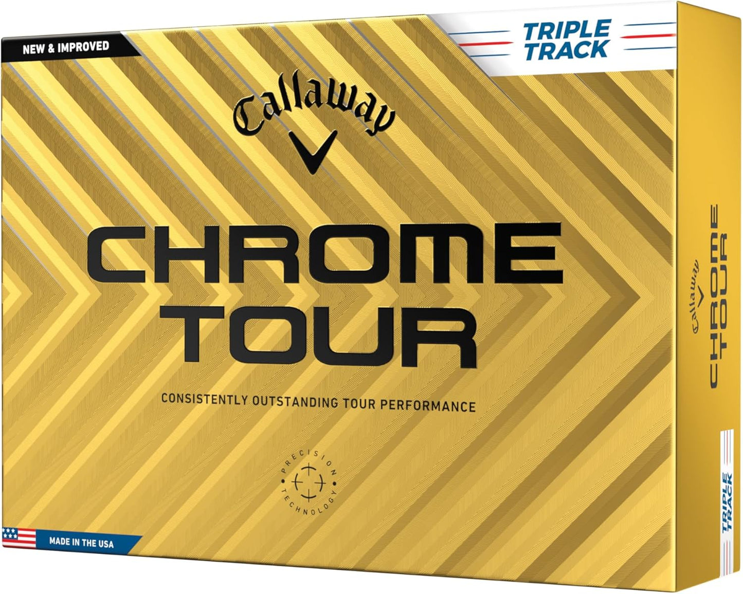 Chrome Tour Golf Balls: Hyper Fast Core, Triple Track Alignment, Tour Performanc