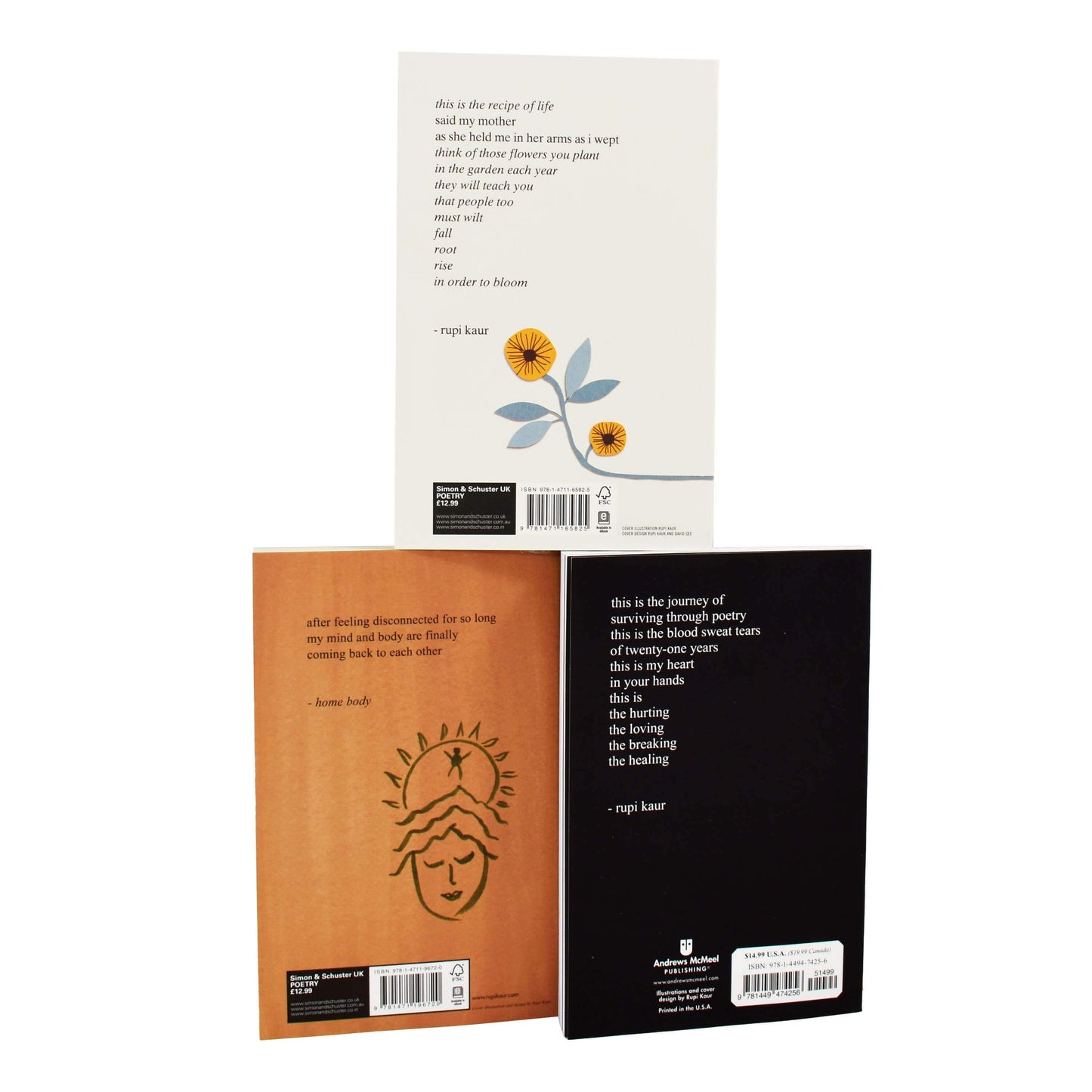 Rupi Kaur 3 Poetry Books Collection Set (Home Body, Milk and Honey & The Sun and Her Flowers) - Non-Fiction - Paperback