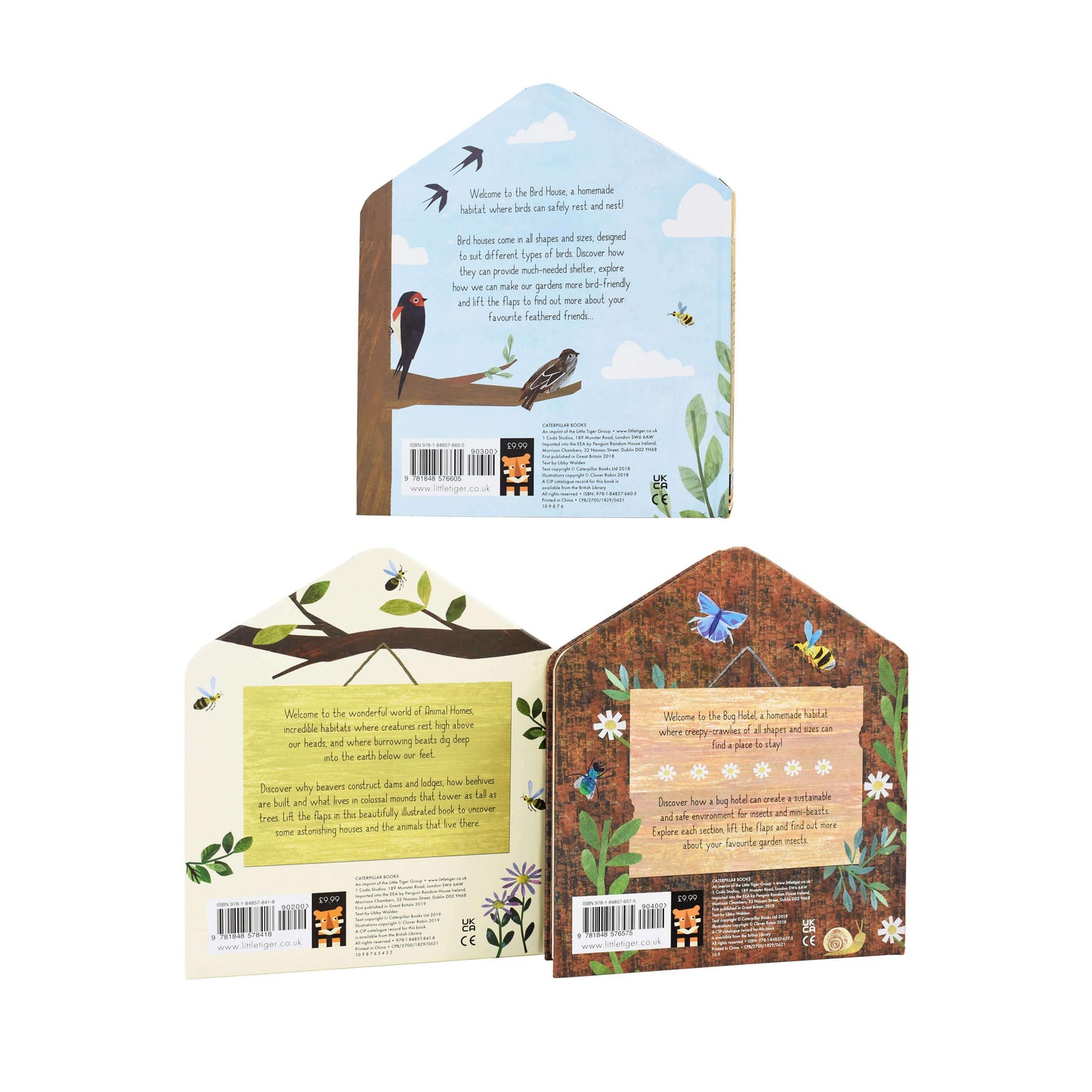 A Clover Robin Book of Nature Series 3 Books Lift-the-flap Collection Set (Bird House, Bug Hotel & Animal Homes)- Ages 0-5 - Board Book