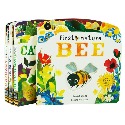 First Nature 4 Books Childrens Collection Set (ANT, BEE, CATERPILLAR & LADYBIRD) By Harriet Evans - Ages 0-5 - Board Book