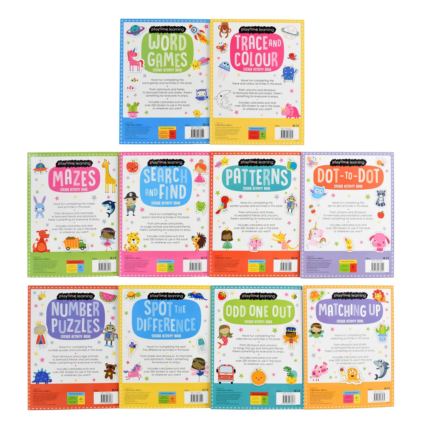 Playtime Learning Numbers Words Colours Sticker Activity 10 Books Set by Make Believe Ideas – Ages 4 years and up - Paperback