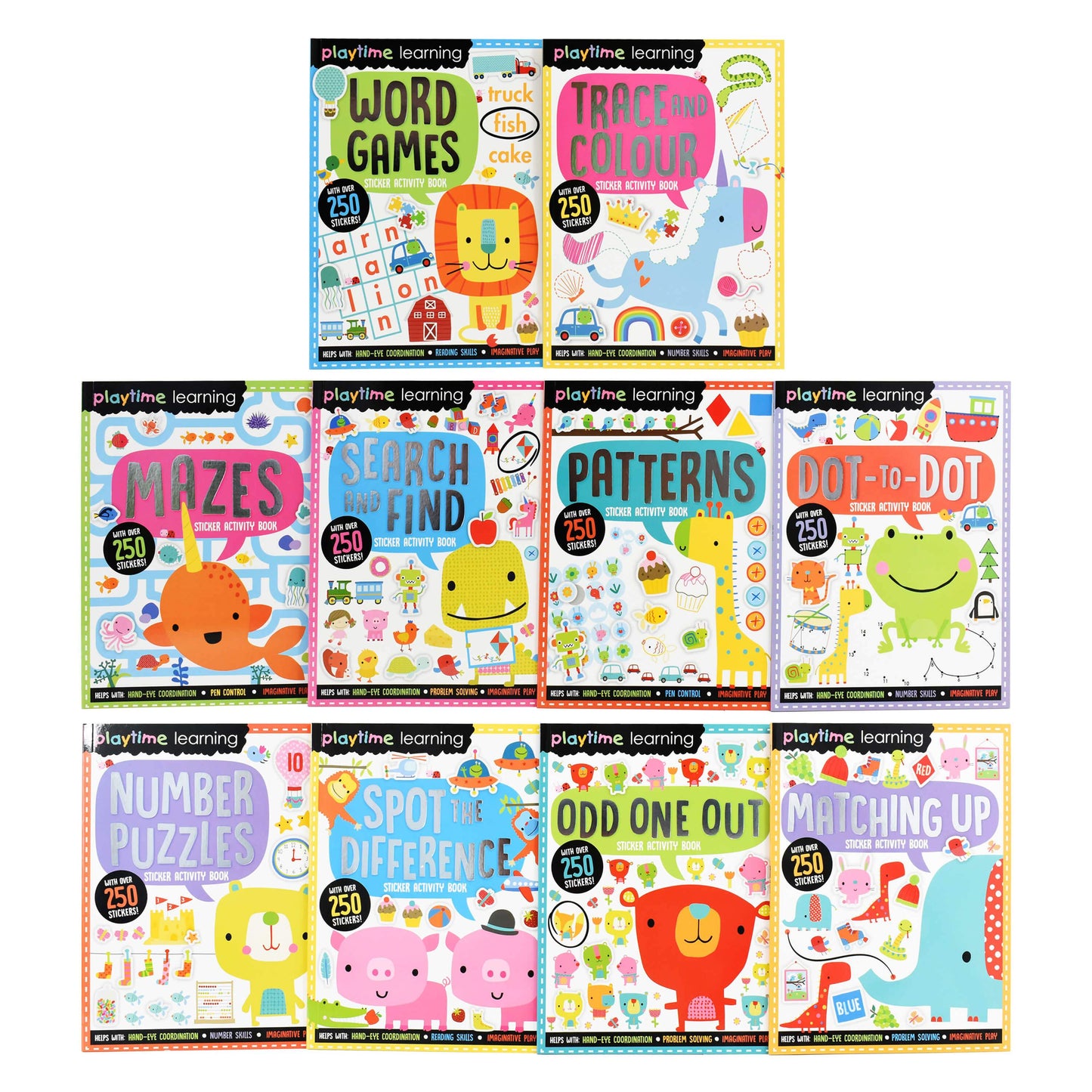 Playtime Learning Numbers Words Colours Sticker Activity 10 Books Set by Make Believe Ideas – Ages 4 years and up - Paperback