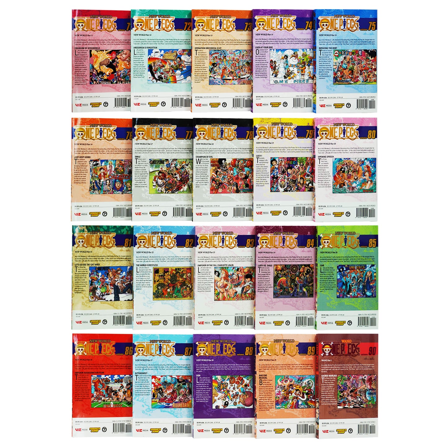 One Piece Series by Eiichiro Oda Box Set 4: Dressrosa to Reverie Vol. (71-90) 20 Books - Ages 14+ - Paperback