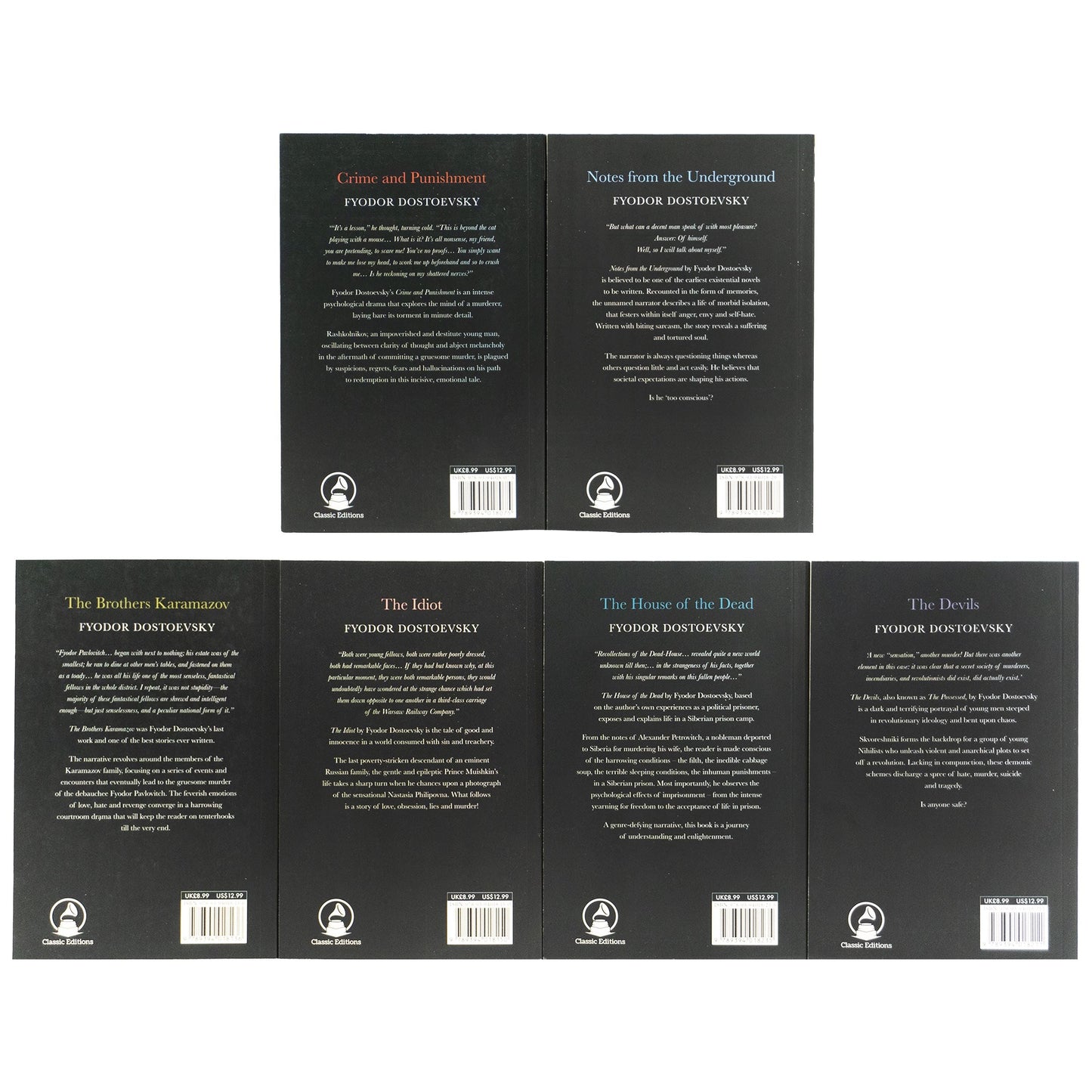 Complete Collection of Fyodor Dostoevsky 6 Books Set - Fiction - Paperback