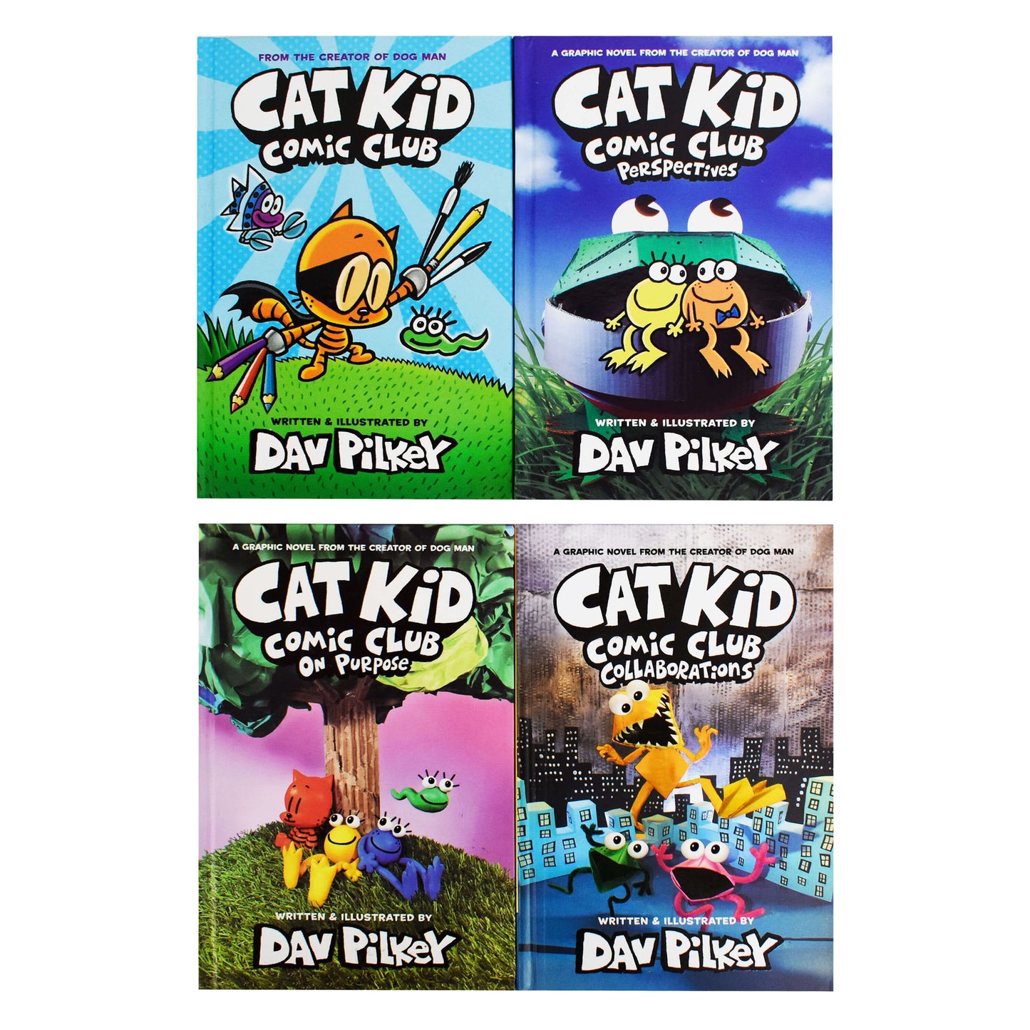 Cat Kid Comic Club by Dav Pilkey 4 Books Collection Set - Ages 7-12 - Hardback