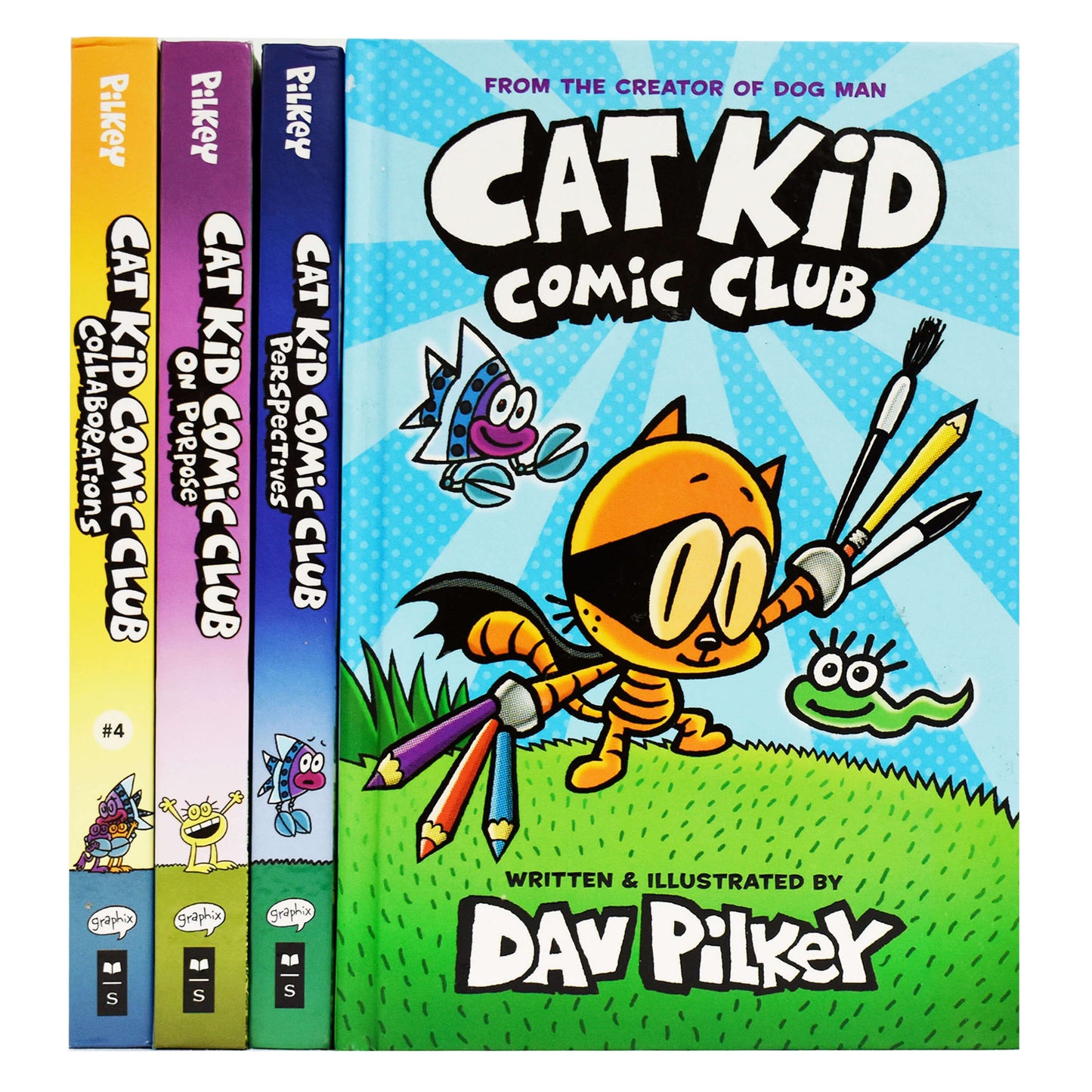 Cat Kid Comic Club by Dav Pilkey 4 Books Collection Set - Ages 7-12 - Hardback