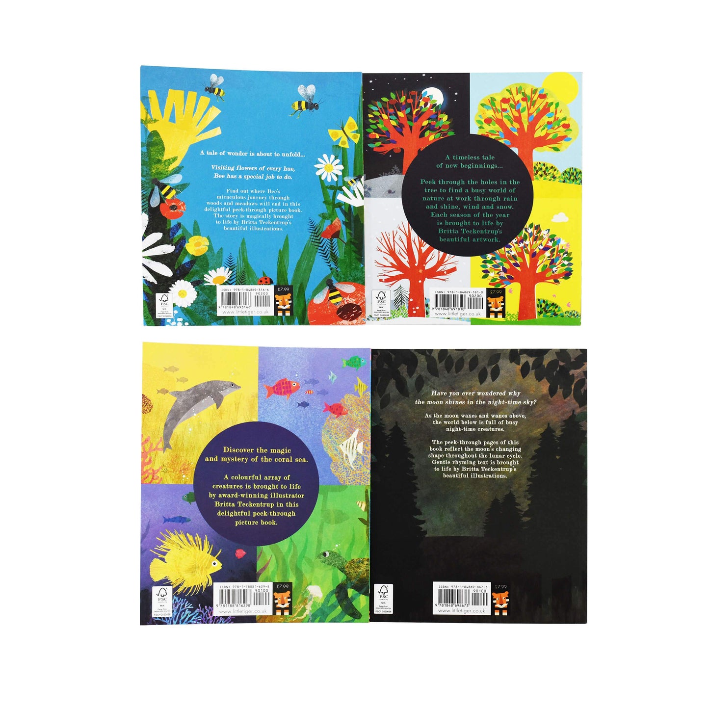 A Peek-Through 4 Nature Picture Book Set By Britta Teckentrup - Age 2-5 - Paperback