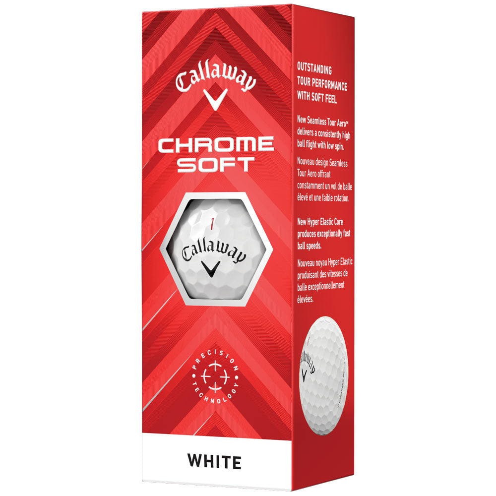 Chrome Soft White Golf Balls - Tour Performance, Speed, Control, 3-Pack