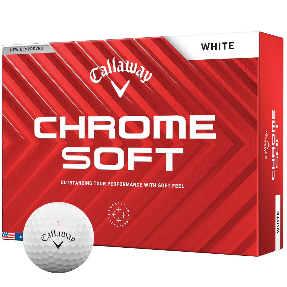 Chrome Soft White Golf Balls: Fast Core, Tour Urethane Cover, 12-Pack