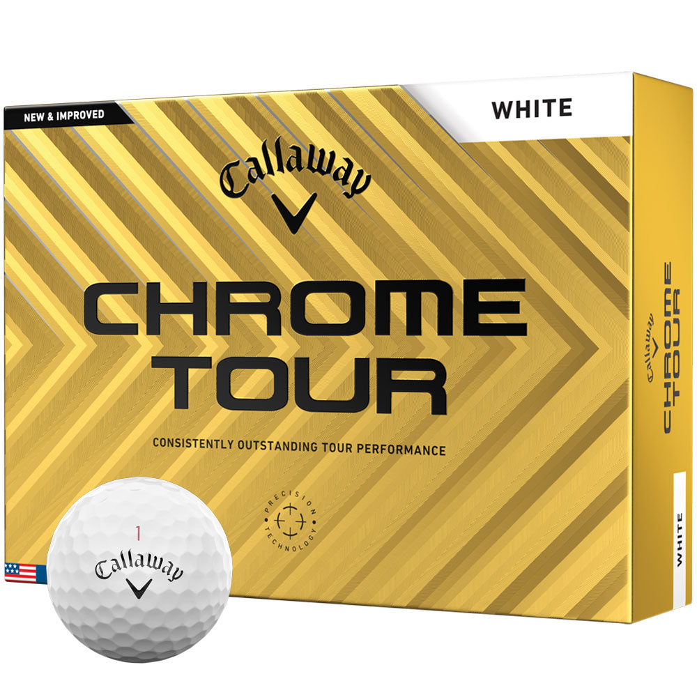 Chrome Tour Golf Balls: Superior Distance, Soft Feel, 12-Pack White
