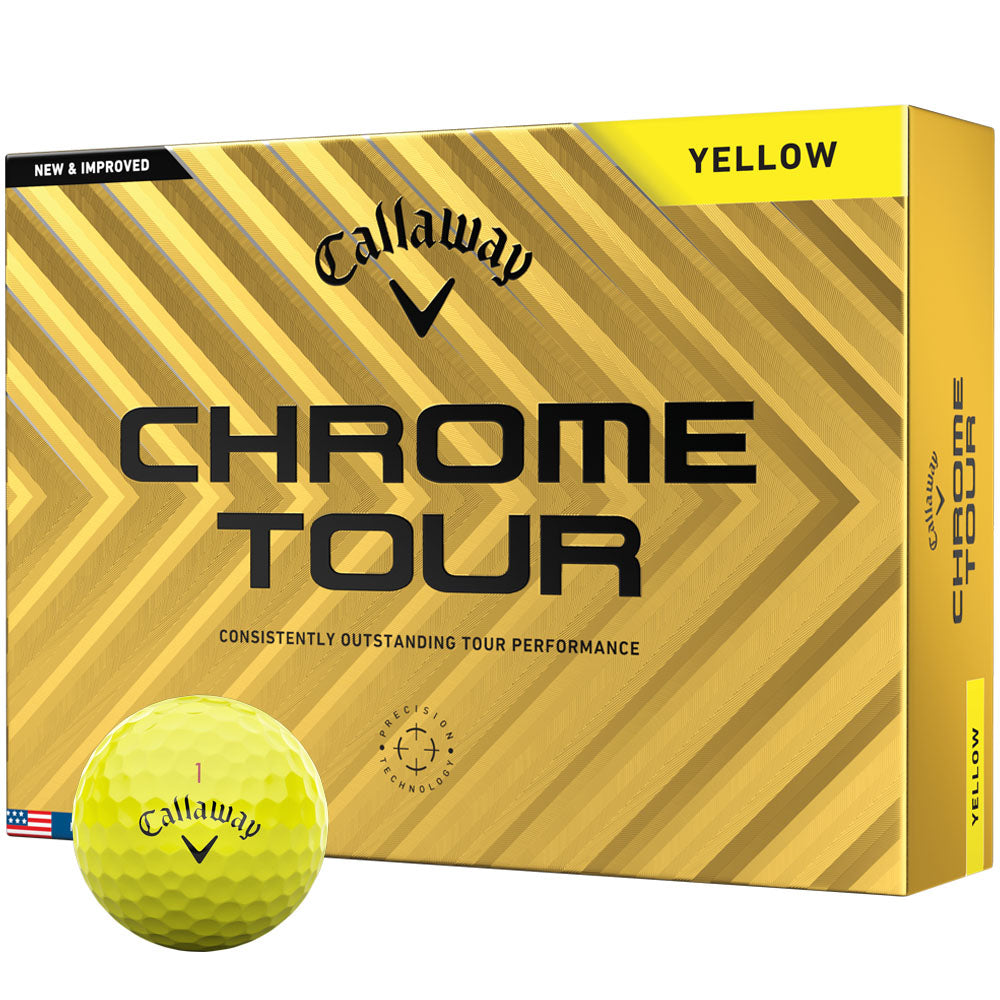 Chrome Tour Yellow Golf Balls: Hyper Fast Core, Seamless Aero, Distance, Feel