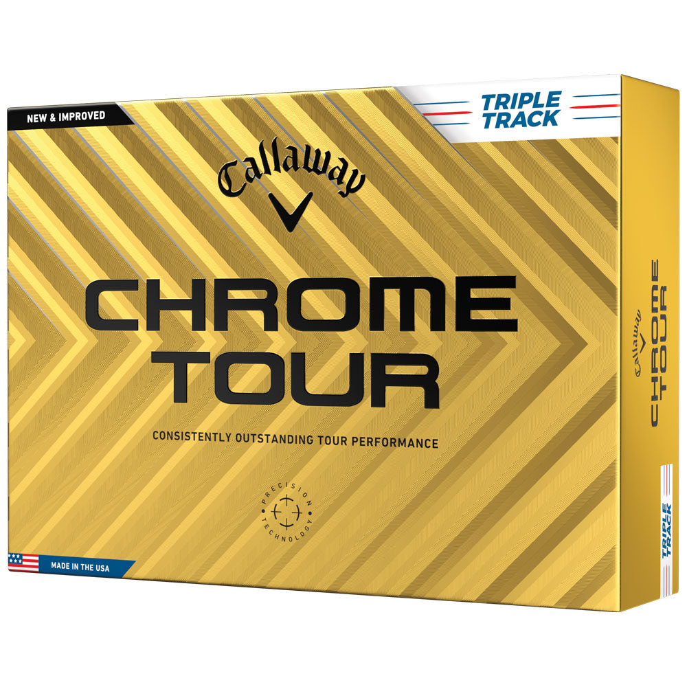 Chrome Tour Triple Track Golf Balls: Enhanced Distance, Feel, Alignment, 12-Pack