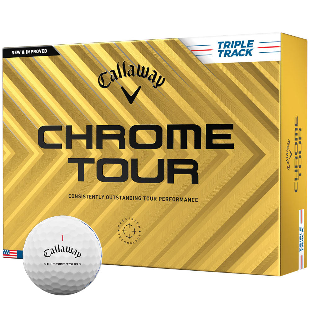 Chrome Tour Triple Track Golf Balls: Enhanced Distance, Feel, Alignment, 12-Pack
