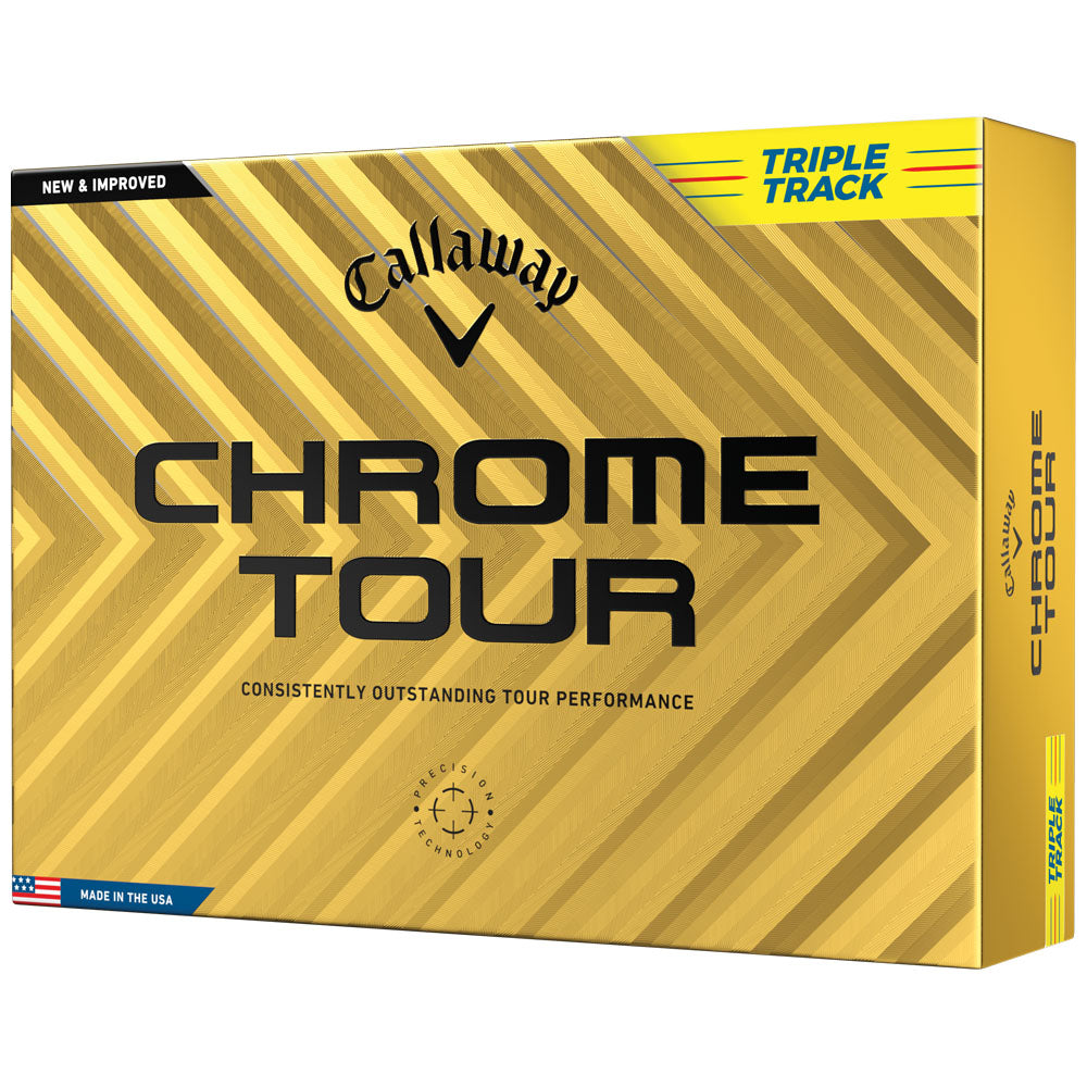 Chrome Tour Triple Track Yellow Golf Balls - Distance, Feel, Alignment (12-Pack)