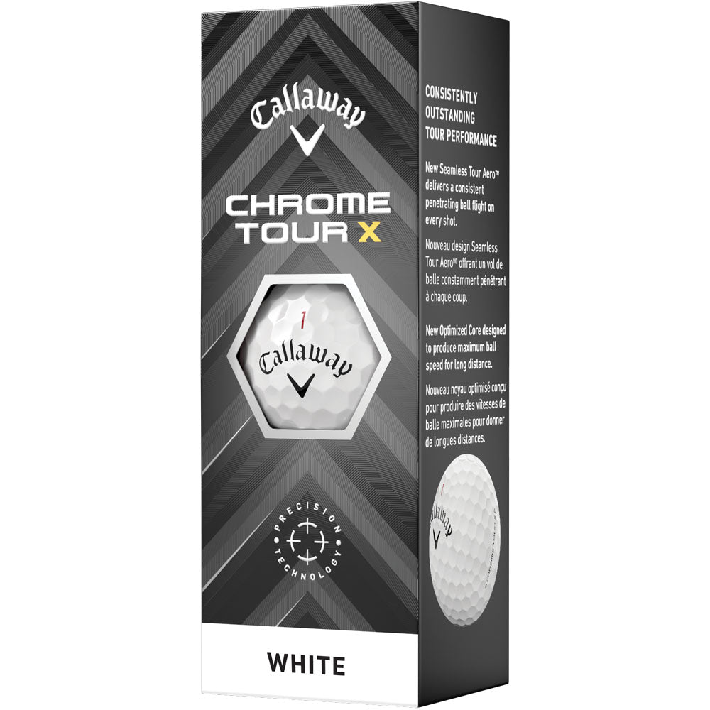 Chrome Tour X Golf Balls: White, 12-Pack, Optimal Speed & Control