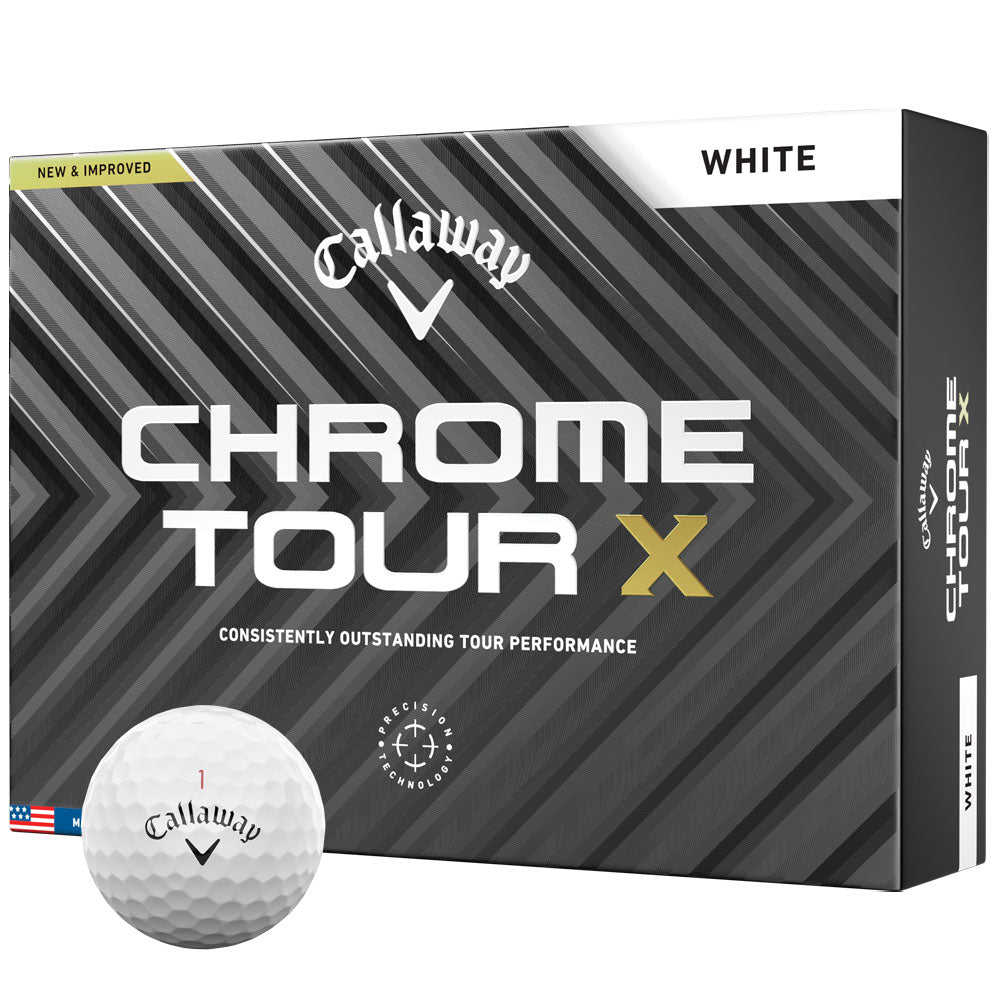 Chrome Tour X Golf Balls: White, 12-Pack, Optimal Speed & Control