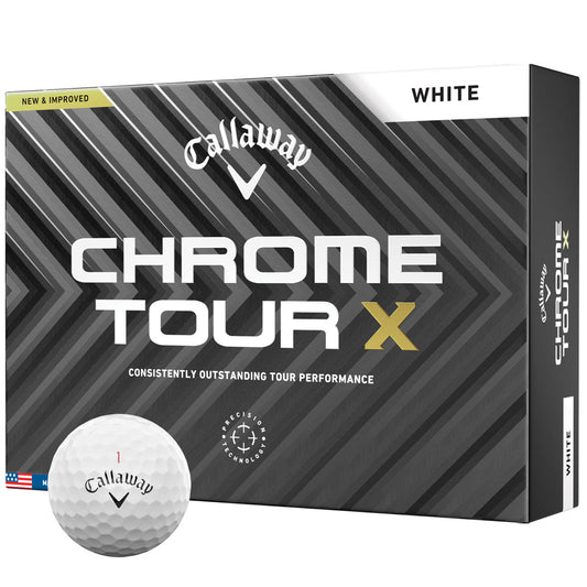 Chrome Tour X Golf Balls: White, 12-Pack, Optimal Speed & Control