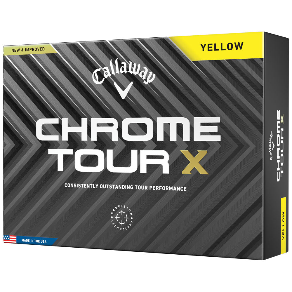 Chrome Tour X Yellow Golf Balls: Fast Core, Aero, Soft Cover