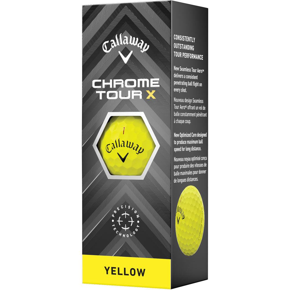 Chrome Tour X Yellow Golf Balls: Fast Core, Tour Urethane Cover, Incredible Control