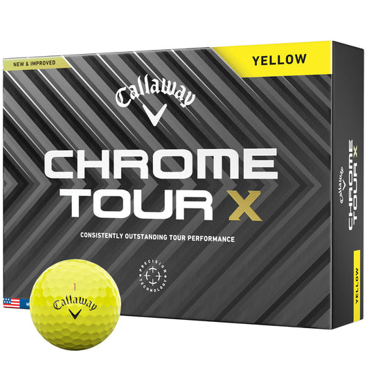 Chrome Tour X Yellow Golf Balls: Fast Core, Aero, Soft Cover