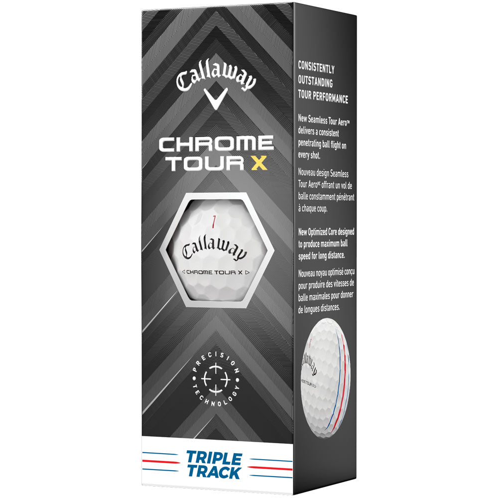 Chrome Tour X Triple Track Golf Balls 12-Pack: Speed, Control, Alignment