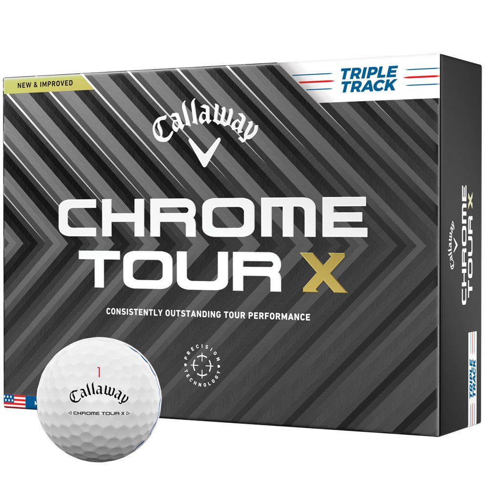 Chrome Tour X Triple Track Golf Balls 12-Pack: Speed, Control, Alignment