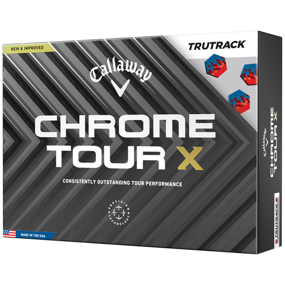 Chrome Tour X TruTrack Golf Balls: Ultimate Speed, Control, Precision Alignment, 12-Pack