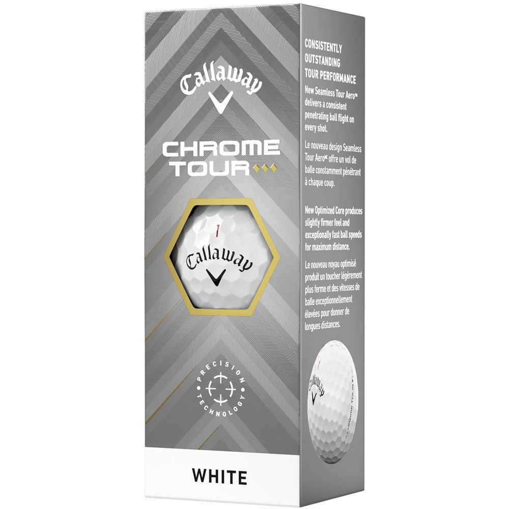 Chrome Tour TD Golf Balls: Ultimate Speed, Tour Control, White 3-Sleeve