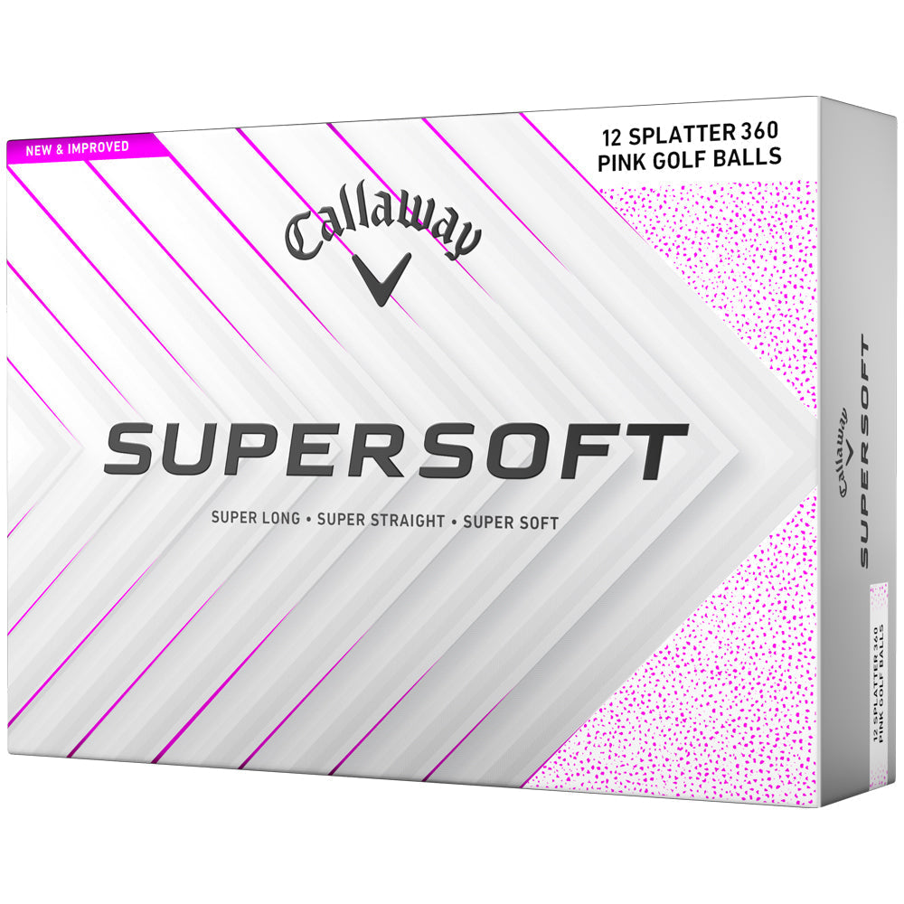 Supersoft Pink Splatter Golf Balls - 12 Pack - Soft Feel, Long Distance