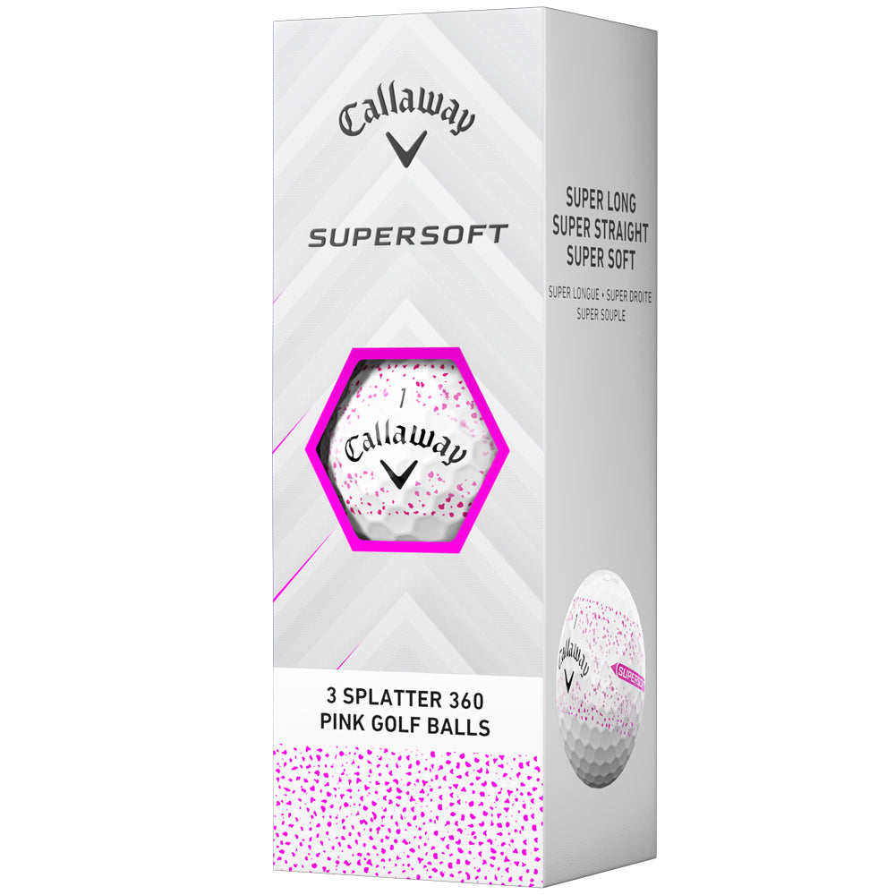 Supersoft Pink Splatter Golf Balls - 12 Pack - Soft Feel, Long Distance