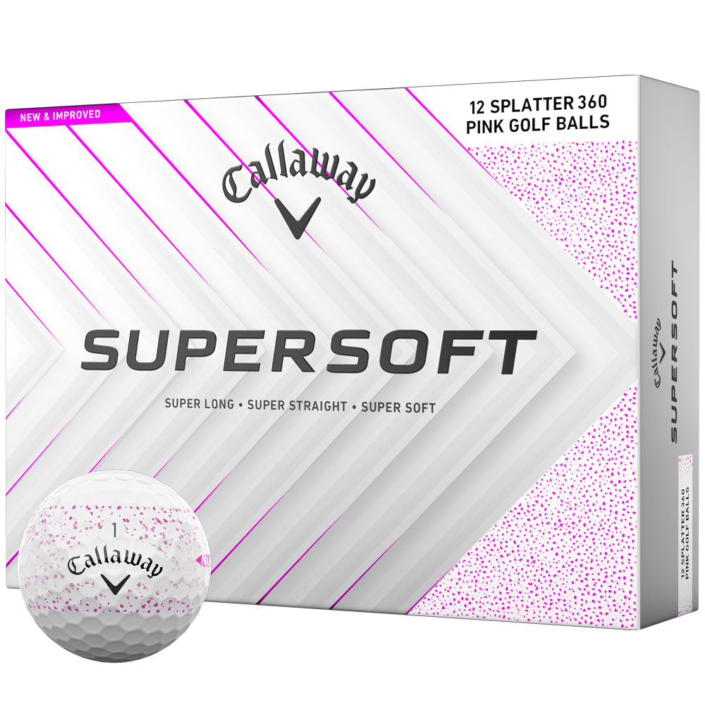 Supersoft Pink Splatter Golf Balls - 12 Pack - Soft Feel, Long Distance