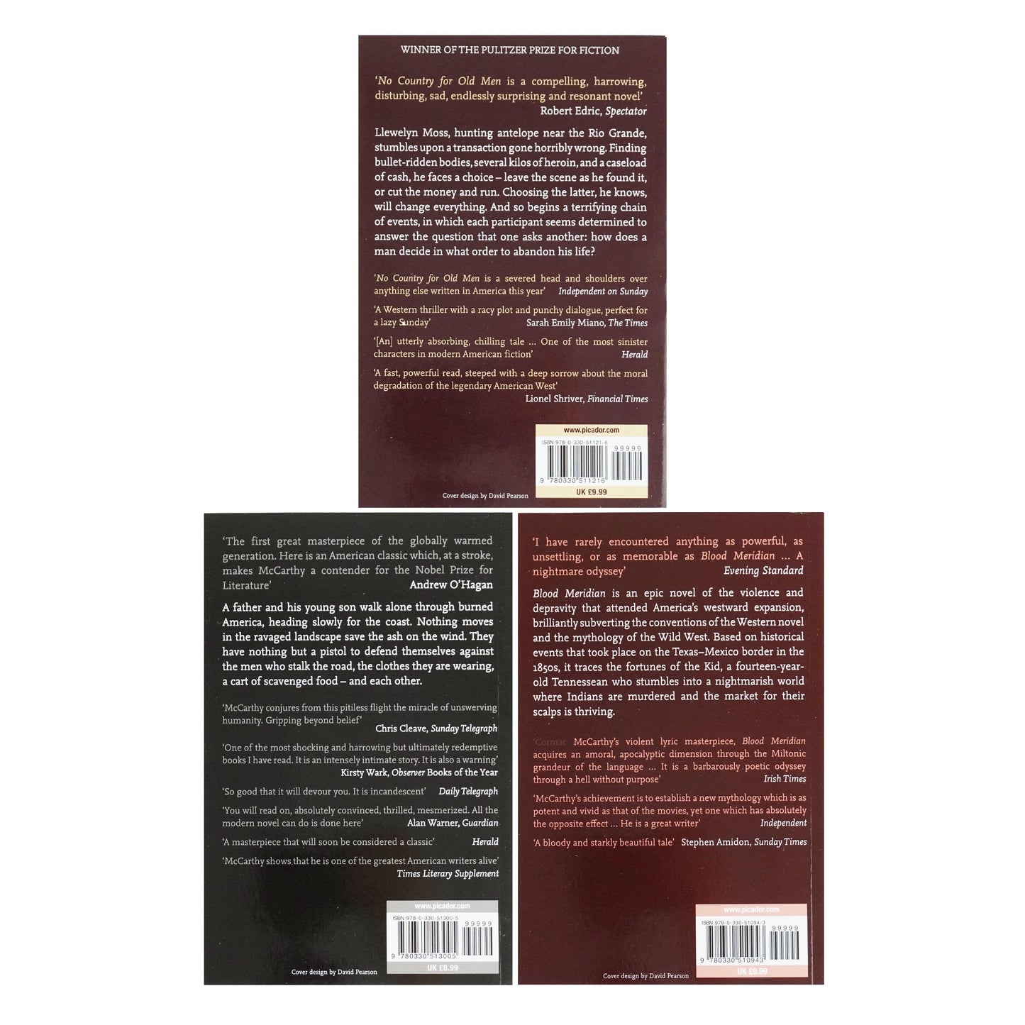 Cormac McCarthy 3 Books Collection Set (The Road, Blood Meridian & No Country for Old Men) - Fiction - Paperback